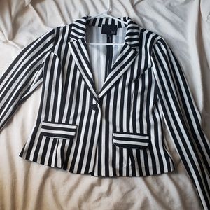 Black and White Pinstriped Blazer